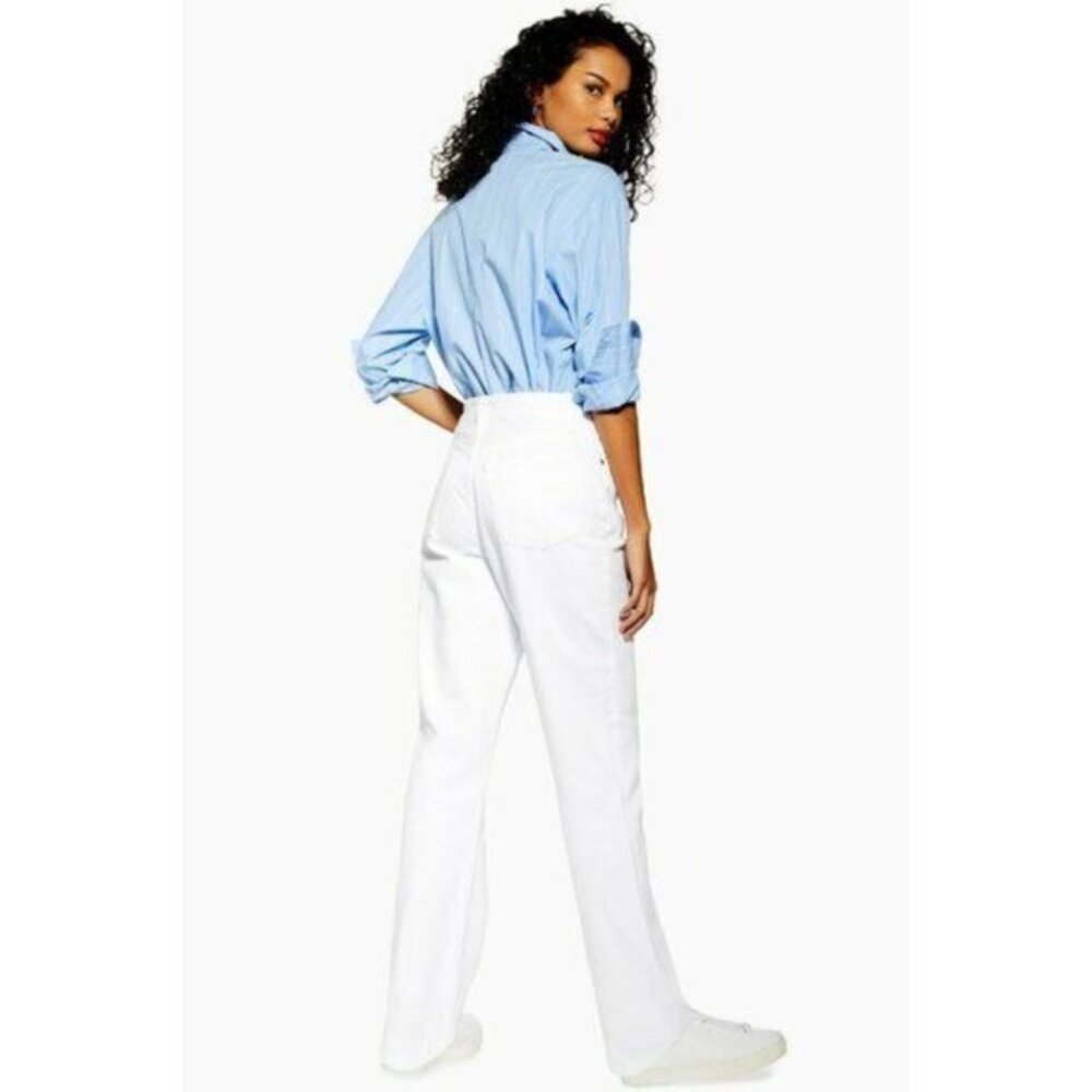 TOPSHOP Jeans Retro Jean White Denim High Rise Straight Leg Dad Jeans SZ 30 NEW